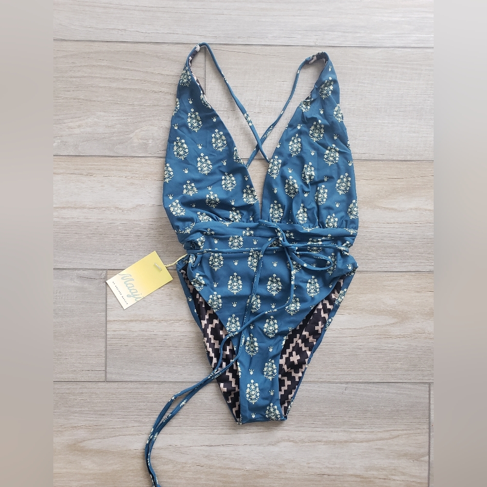 Maaji Blue Patterned One Piece Swimsuit